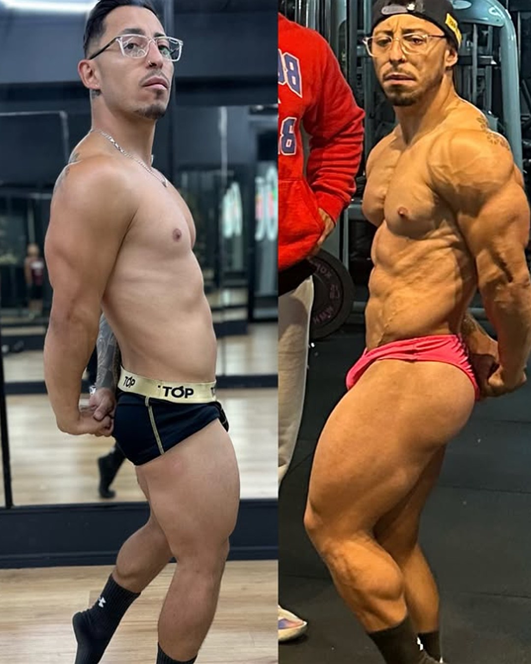 Transformación antes y después: cliente con mayor masa muscular y definición